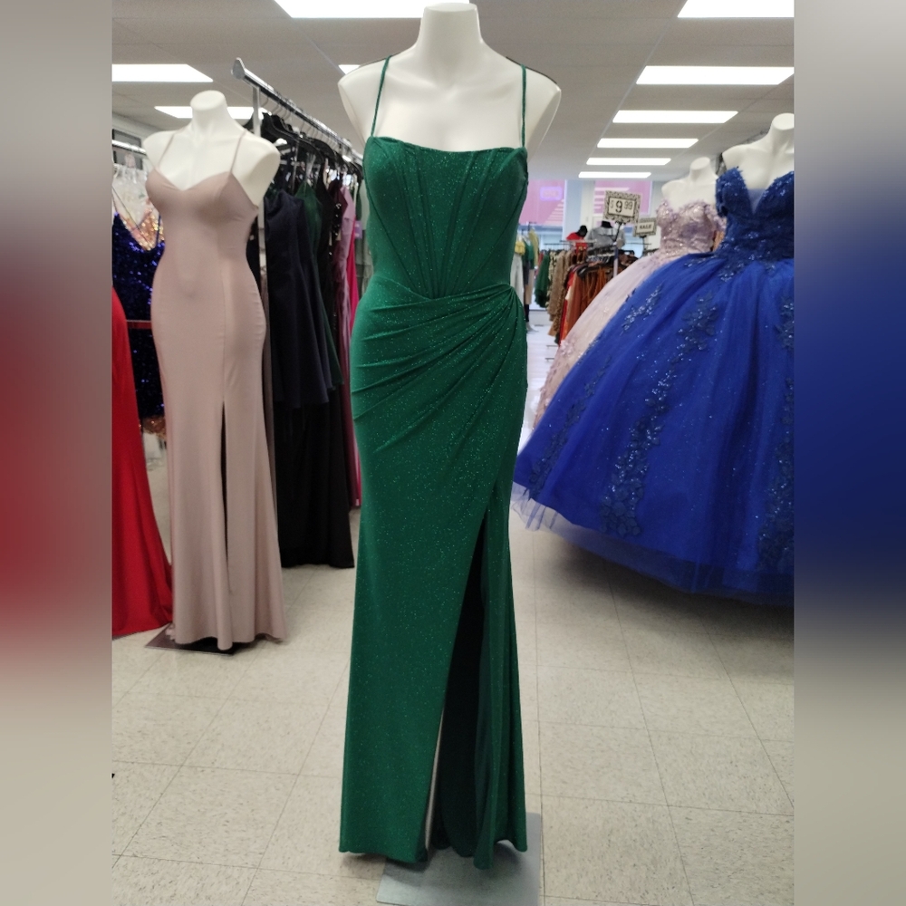 May Queen Sparkling Green Prom Dress